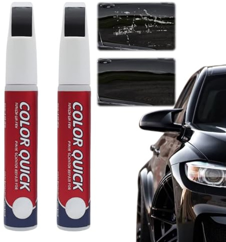 2Pcs Lackstift Schwarz Glänzend,2 in 1 Auto Lackstifte für Kratzer, Lackreparaturstift,Universeller Reparaturstift für Kratzer und Steinschläge,für Kratzerreparaturen der Meisten Autos,Motorräder