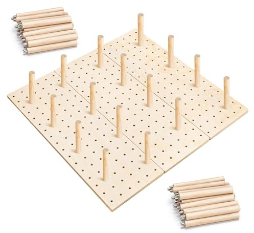 QZWEXAZ 3er Set Holz Pegboard Schubladen Organizer mit 32 Stiften – Verstellbares Schubladensystem aus Holz für Küche, Geschirr, Teller und Töpfe – Modularer Schubladeneinteiler
