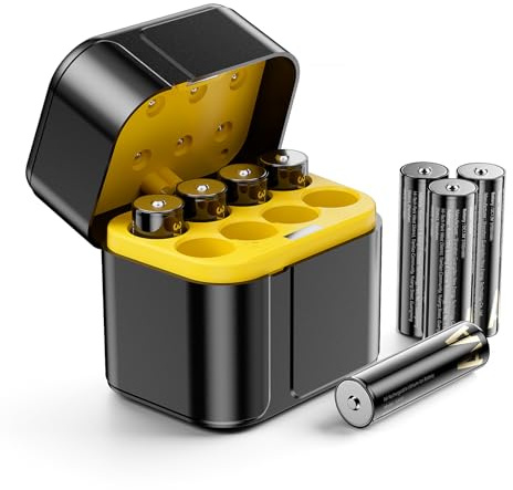 Piles au Lithium Rechargeables 8-AA avec Chargeur, 1,5 V, 3700 mWh, Haute capacité, 2500 Cycles, Piles Longue durée avec boîte de Rangement intégrée