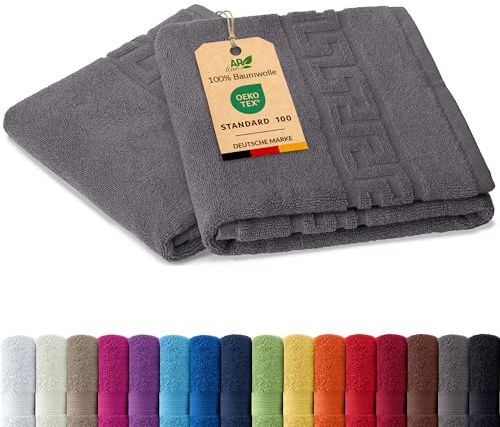 AR Line 2er Set Duschvorleger – Badematten 50 x 70 cm, 100% Baumwolle, 700 g/m², Weich & Saugstark, Farbe: Anthrazit-Grau