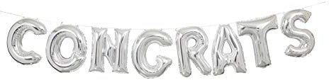 Buchstabenluftballon-Banner-Set - Congrats - Silber