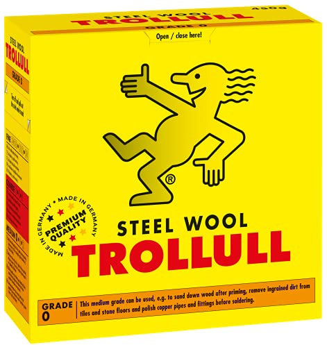 TROLLULL Steel Wool | Wire Wool 450g medium 0 can be used to sand wood, remove dirt from tiles and stone floors, polish copper pipes and fittings