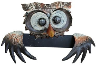 Gwenys Haus Eule Gartenfigur Metall handbemalt Zaun Wandbehang