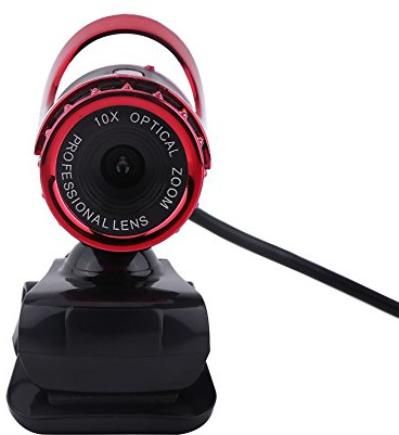 Bewinner webbkamera med mikrofon, 12,0M pixelkamerastöd USB 2.0 XP / / / / Vista 32 bitar, HD 360 ° med roterande kamerahållare (röd)