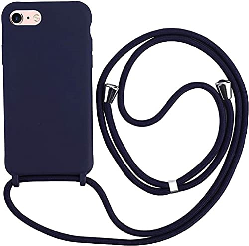 Ququcheng Kompatibel mit iPhone 7/iPhone 8(4.7) Hülle,Handykette Hülle Silikon Seil Necklace Handyhülle mit Kordel Tasche TPU Bumper Schutzhülle für iPhone 7/iPhone 8(4.7)-Blau