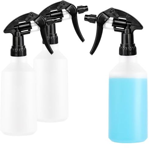 COM-FOUR® 3x sprayflaska - kemikaliebeständig pumpspruta med 28/400 gänga för hushåll, trädgård, verkstad - atomizerflaska med justerbart munstycke - 500 ml (EPDM)