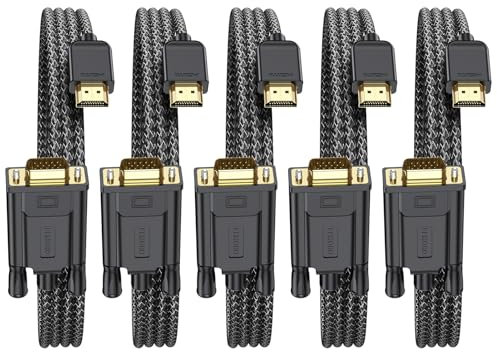 FEMORO - Cable HDMI a VGA de 6 pies, 5 unidades, adaptador HDMI a VGA macho para ordenador portátil HDTV (hva6, trasero)