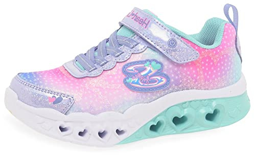 Skechers Girl's Flutter Heart Lights Simply Love Sneaker, Lavender Synthetic Mesh, 12 UK