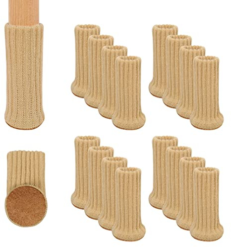 GAGUIUP 24Pc Table Chaise Jambe Chaussettes, Élastique Chaussette pour Pieds de Chaise,Meubles Coussin Tricoté Cap pour Convient aux Pieds de Chaise de 1à 2 de Diamètre, Kaki