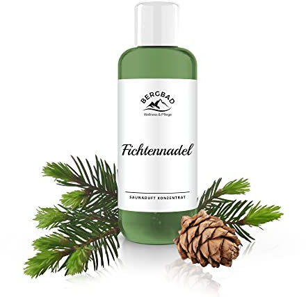 BERGBAD 250ml Saunaaufguss Fichtennadel, wohltuendes, erfrischendes Sauna-Aufgussmittel ohne Alkohol - kein Gefahrgut, perfekt für Reisen oder sensible wie Heimsauna Umgebung da nicht brennbar