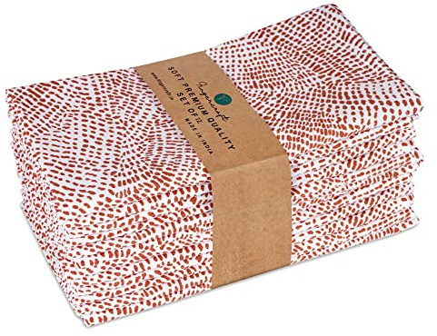 FINGERCRAFT Stoffservietten, Set mit 12 Baumwoll-Leinen-Mischgewebe, bedruckte Dinner-Servietten, perfekt für Partys, Abendessen, Hochzeiten, Cocktails, Weihnachten, Ostern, 50,8 x 50,8 cm, abstrakte