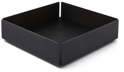 Eglooh - Moire - Taschenleerer mit Struktur aus schwarzem Stahl - Innerer Boden aus Leder Schwarz - Schreibtisch Organizer mit modernem Design - cm 14,5 x 14,5 x H.4 - Made in Italy