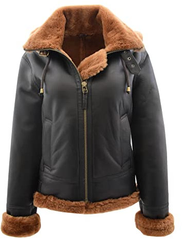 Divergent Retail DR248 Damen Echt Schaffell Winter Warm Jacke Ginger, ingwer, 40