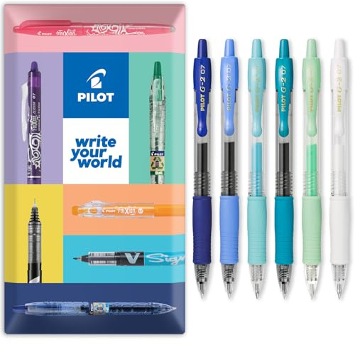 Pilot G-2 Gel-Tintenroller, einziehbar, 0,7 mm Spitze, Kissen-Packung, 6 Stück, Ozean-Töne