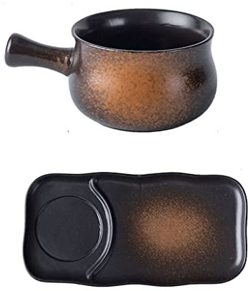 XOUVY 1 Set di scodelle per la Colazione con Manico, Piatto in Ceramica Ciotola per zuppa di cipolle Francese, può Essere Riempito con zuppa, Cereali, Farina d'avena, Pane, Biscotti
