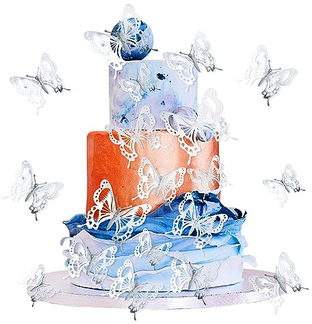 Blumomon 36Pcs Mixed Size Lively 3D Butterfly Cupcake Topper for Girls Women's Happy Birthday Wedding Party Cake Wall Party Food Decorations