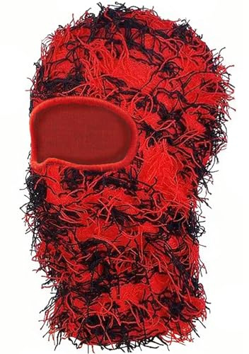 Malaxlx Distressed Balaclava Sturmhaube Gesichtsmaske Skimaske Gestrickt Balaclava Shiesty Vollgesichts Maske Winter Winddicht Beanie Halswärmer für Damen Herren