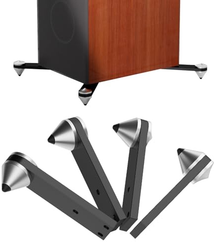 Preffair 4 Pcs Audiophile Speaker Isolation Feet Floor Standing Aluminum Alloy Vibration Reducer Shockproof Spike Bracket for Speaker, Amplifier, Preamplifier,Subwoofer (Black)