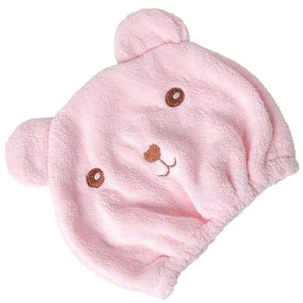 Haartrocknungshaube mit Tiermotiv, Elastisch, Schnelltrocknend, Rosa | Blending Material, Wasserabsorbierend, für Make Up und Gym, für Erwachsene und Kinder