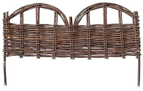 XLIHAWY Natural Woven Willow Edging, Landscape Edging Border, Decorative Rattan Weaving Garden Picket Fence for Lawn Edging Flower Bed, 13.77 Tall(C,39.37x13.77in/5pcs)