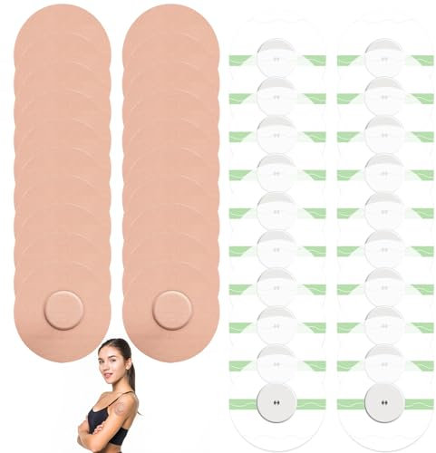 Scettar 40 pezzi Sensore Cerotti Freestyle Libre 2,20 Toppe Trasparenti da 72 mm + 20 Toppe Tono Della Pelle da 75 mm,Impermeabili Autoadesivi,Patch Cerotti per Sensore Freestyle per Attività Sportive