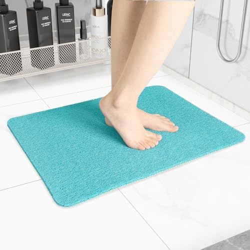 Hargiis Non-Slip Bathtub Mat, Anti Slip Shower Mat, Fast Drying Bathtub Mats, Foot Scrubber Mat, Anti Slip Mat for Tub, Floor, Bathroom, Kitchen, Home, Hotel (Turquoise Blue 24×16)