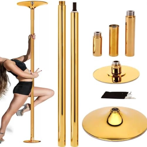 Feste Tanzstange für zu Hause, tragbare und abnehmbare Stripper-Fitnessstange, höhenverstellbar, statisch und drehbar, Tanzstange für Anfängerübungen (Farbe: Gold)