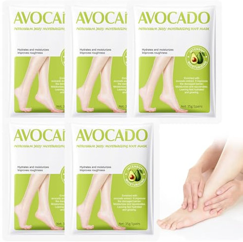 5 Paia Maschera Piedi, Maschera Piedi Esfoliante, Con Olio Di Avocado, Maschera Piedi Esfoliante E Idratante, Calzini Spa Piedi Per Donne E Uomini, Cura Dei Piedi Secchi E Danneggiati