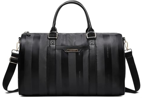 Ds UUby Victorias Secret Frauen Tasche, Leinwand Tasche, große Kapazität Reißverschluss Tasche, Berufsschule Reisetasche (Schwarz，rosa)