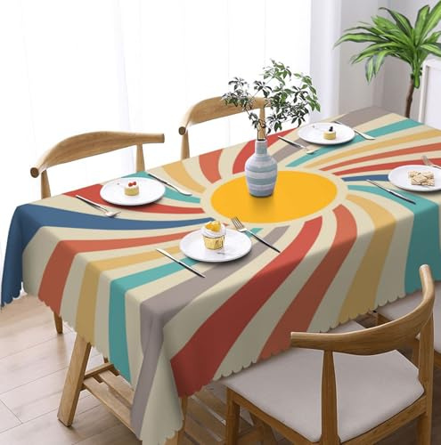 cofalery Oil-Resistant Tablecloth - Waterproof Washable Floral Design, 70x55 Inch Rectangular Table Cover for Kitchen Dining, Outdoor Picnic, Party, Home Decor