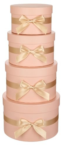 Arborus 4 STK Geschenkbox mit Deckel Geschenkbox Rosa Box für Verpackung Dekobox mit Schleife Geschenkkarton Geschenkbox Weihnachten Geburtstag Hochzeit Party Jubiläum Verpackung für Geschenke