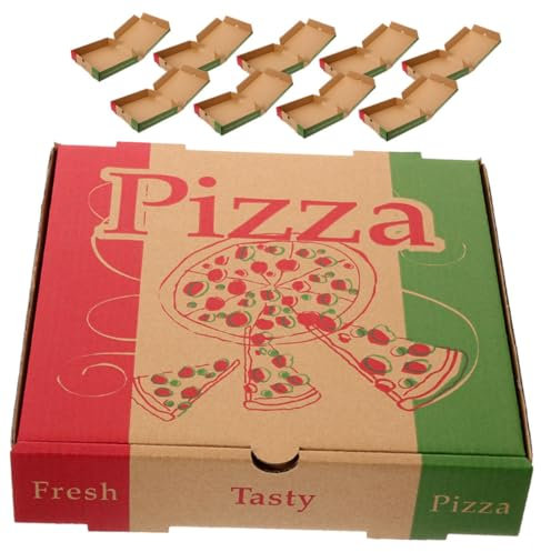 HOMOCONO 10 Stück Pizza Aufbewahrungsbox Lebensmittel Grade Papier Faltbare Pizzakarton für Mitnahme 8-Zoll Pizzakarton für Restaurants Dicke Pizzaverpackung für Frische Pizza