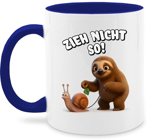 Tasse Tassen 325ml - Zieh nicht so Faultier mit Schnecke I Lustiges Geschenk mit witzigen Sprüchen - 325 ml - Dunkelblau - witzige geschenke schnecken lustig spruch und zieht