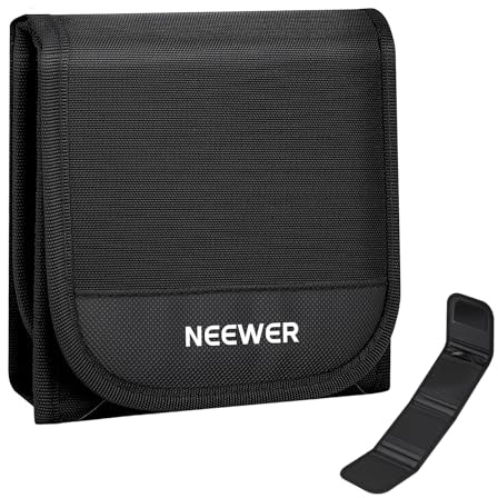 NEEWER 82mm Filter Case Estuche Filtro, Plegable Triple Resistente a Salpicaduras Bolsa Transporte Almacenamiento Carry Pouch Storage Bag Accesorios, Capacidad para Tres 82mm Filtros Redondos, PB15