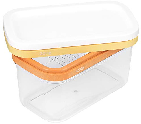 Caja de corte de mantequilla con cables de acero inoxidable | Contenedor de almacenamiento de queso por corteses y hermosos | Herramienta de cocina para porciones incluso de