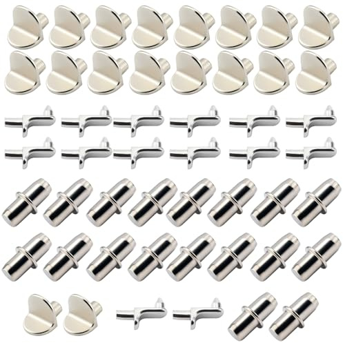 Regalbodenträger, 60 Stück Set mit 20x 18er, 20x 20er Doppelstangen, 20x 11er 5mm Mittelstifte, Einlegeboden Halter für Billy Regal, Schrankboden Halterung, Fachbodenträger