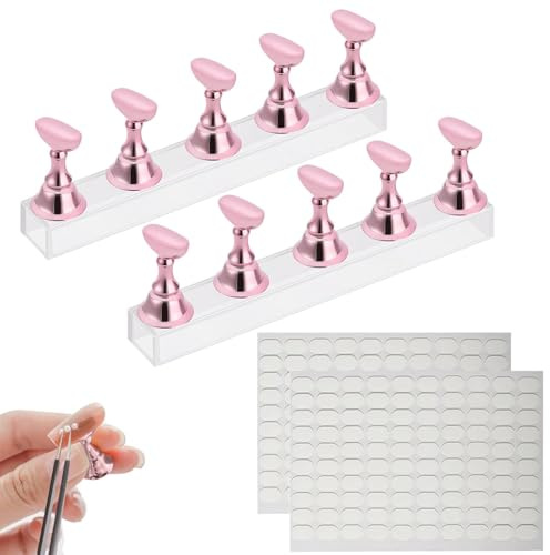 JOOTUEPO 2 Pcs Support Magnétique pour Faux Ongles, Présentoir d'Art d'Ongle Ensembles, Présentoir à Ongles Acrylique, Support pour Conseils d'Art d'Ongle Manucure Livré Avec 200 Autocollants