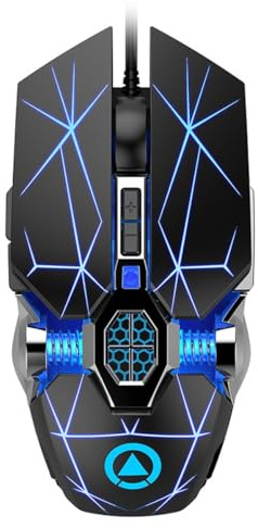 Kisangel Mouse Gaming Cablato Ergonomico con Illuminazione LED Rgb Programmabile Macro Script Incorporati Design Comfort per Laptop Gioco