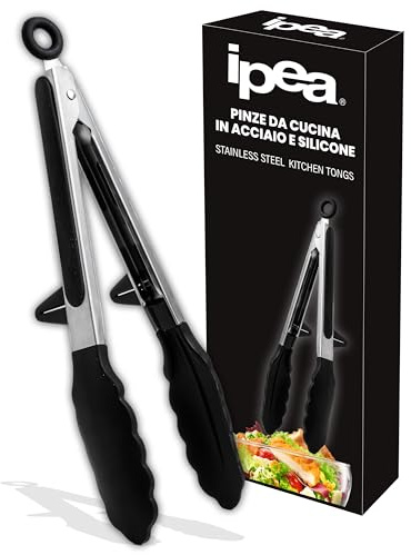 Pinzas de Cocina de Acero Inoxidable con Puntas de Silicona - 35 CM - Pinza Profesional para Barbacoa, Carne, Ensalada, Pasta Buffet con Sistema de Bloqueo - Pinzas de Chef Resistentes al Calor