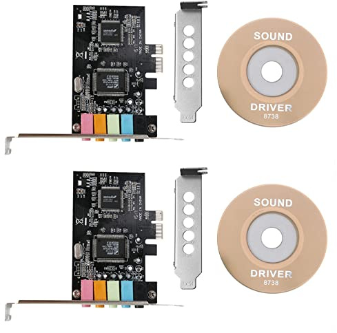 Uikdjgu 2X PCIe Sound Card 5.1, PCI Express Surround 3D Audio Card for PC with High Direct Sound Performance & Low Bracket