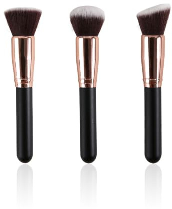 Pinceles De Base De 3 Piezas Con Cerdas Suaves, Herramientas De Belleza Profesionales, Pinceles De Rubor Para Un Maquillaje Exquisito, Adecuados Para Cremas Y Cosméticos Líquidos.