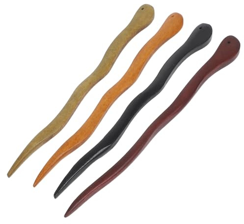 ADOCARN Set 4 Bastoncini per Chioma in Legno di Sandalo Stile Vintage Cinese, Accessori per Chioma Eleganti e Confortevoli per Matrimoni e Cerimonie