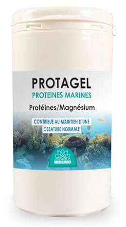 PROTAGEL - Protéines marines - 83% d'acides aminés - Riche en Silice, Calcium,Phosphore et Magnésium - 120 gélules de 300mg - BIOLIGO