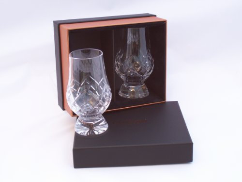 2 Qty - Cut Glencairn Whisky Tasting Nosing Glasses in The New Twin Black/Gold Presentation Box- (Free UK Delivery)