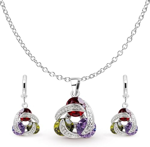 Crystalline Azuria Gioielleria Parures per Donne Nozze Sposa Gioielleria Parure con Collana e Orecchino per la Sposa Zirconia Cubica Damigella D'onore