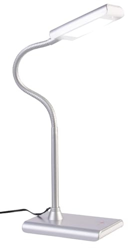 Lunartec Schwanenhals Lampe: LED-Schreibtischlampe mit Schwanenhals, 5 Watt, silbern (Tischlampe LED, Leselampen, Silber)