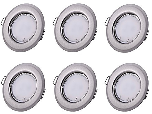 6er Set Einbaustrahler Farbe: Edelstahl gebürstet - GU10 230Volt 5Watt LED Leuchtmittel warmweiß 400Lumen 3000Kelvin 120Grad - LED auswechselbar - GU10 Fassung inklusive - ***Sonderpreis***