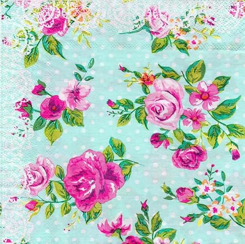 40 Count Paper Napkins,Designed Butterfly Prints Cocktail Napkins,Serviettes Napkins for Wedding,Dinner and Party,Paper Luncheon Napkins 2-Ply,6.5x6.5 Inch,(Flower/11)