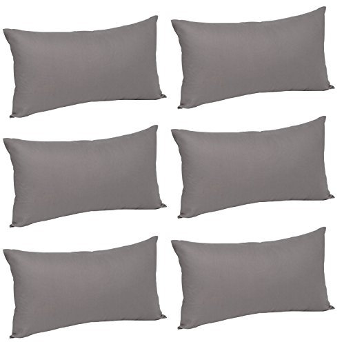 WOLTU® 6X Kissenbezug Kissenhülle 100% Baumwolle mit Reissverschluss, 6er Set Sofakissen Dekokissen Kopfkissen Hülle Bezüge Bezug, 50x60 cm, Dunkel Grau