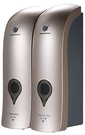 Decdeal - Lote de 2 dispensadores de jabón manual de 300 ml para baño, ducha, gel de champú líquido desinfectante, dispensador de dispensador, sin perforación